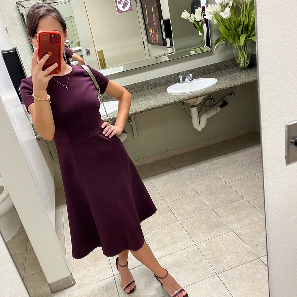 Elegant Eggplant summer midi flare Dress